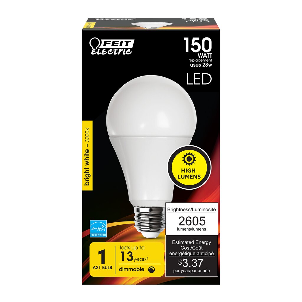 Feit Electric OM150DM/830/LED 28W A21 LED Light Bulb