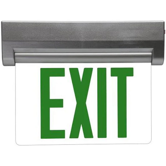 MaxLite EXE-GS1S 4.2W LED Fixture EDGELIT EXIT; GREEN LETTERS; SILVER;