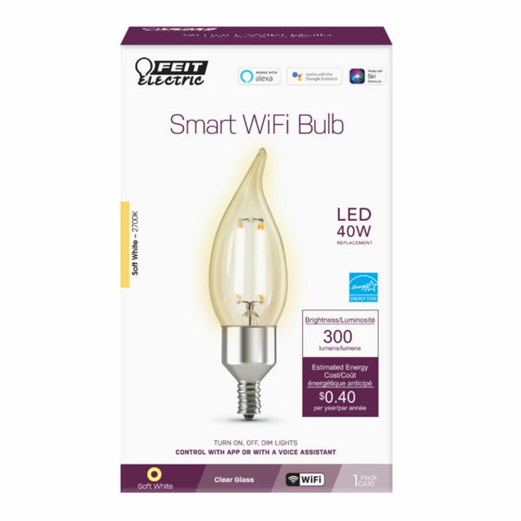 Feit Electric CFC40/927CA/FIL/AG 3.3W B10 Warm White Light Bulb