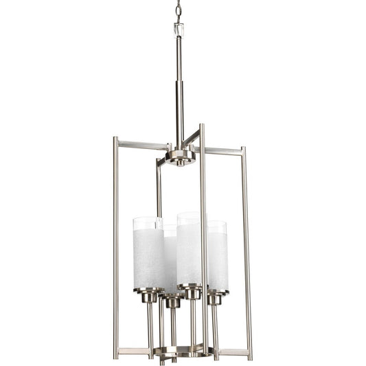 Progress Lighting P3977-09 Fixture Four-light foyer with white linen