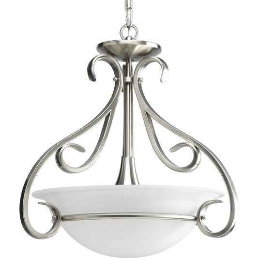 Progress Lighting P3843-09 Fixture Three-light semi-flush with etched