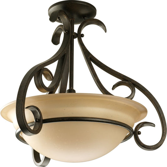 Progress Lighting P3843-77 Fixture Three-light semi-flush with tea