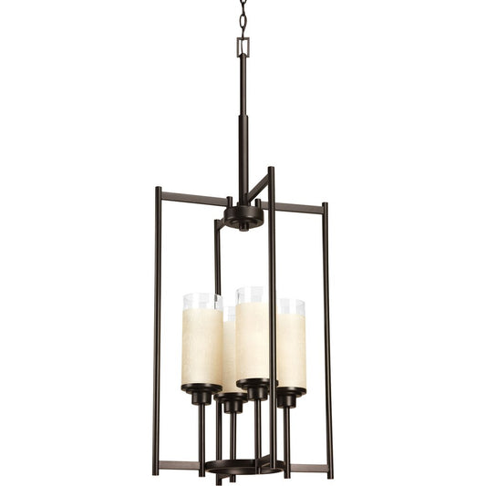 Progress Lighting P3977-20 Fixture Four-light foyer with etched umber
