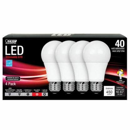 Feit Electric OM40/830/LED/4 5.6W A19 Warm White LED Light Bulb