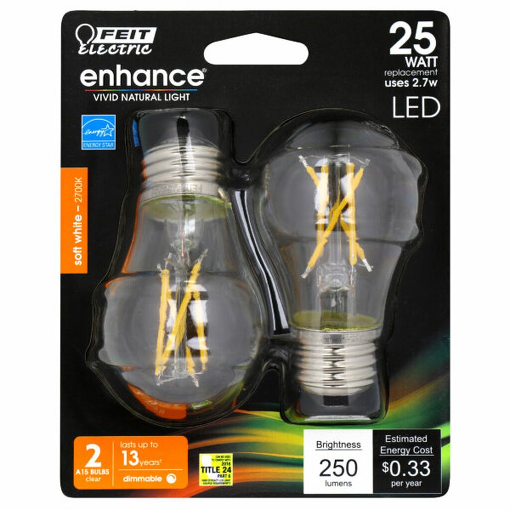 Feit Electric BPA1525/927CA/FIL/2 2.7W A15 LED Light Bulb