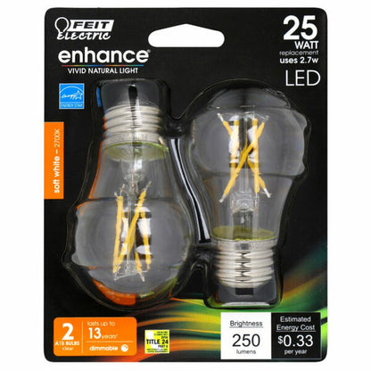 Feit Electric BPA1525/927CA/FIL/2 2.7W A15 LED Light Bulb