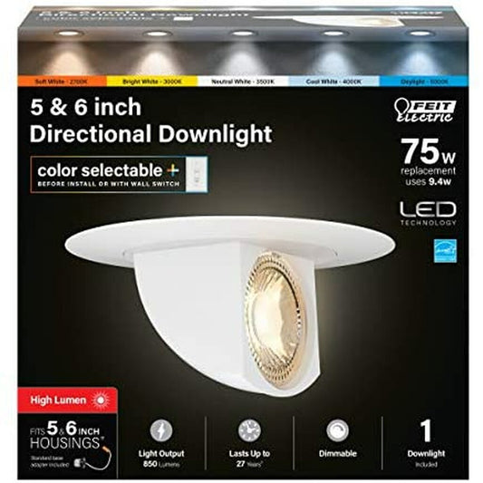 Feit Electric LEDR56SCP/6WYCA 9.4W 5/6" Round LED Downlight Dimmable