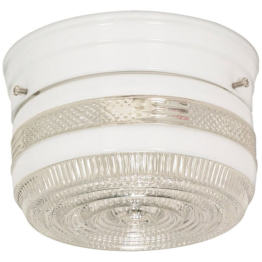 Satco 77/097 Fixture 1 Light - 6 Flush Mount Small Crystal / White