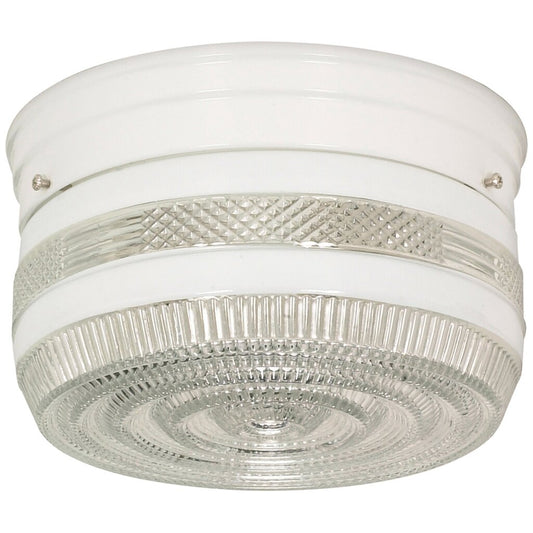 Satco 77/098 Fixture 2 Light - 8 Flush Mount Medium Crystal / White