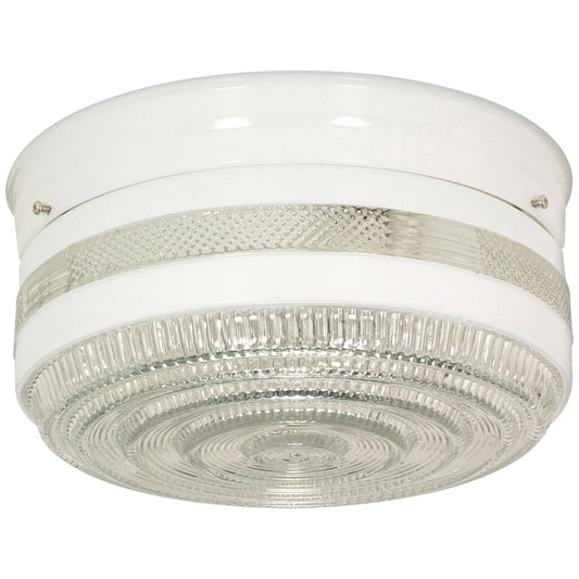 Satco 77/099 Fixture 2 Light - 10 Flush Mount Large Crystal / White