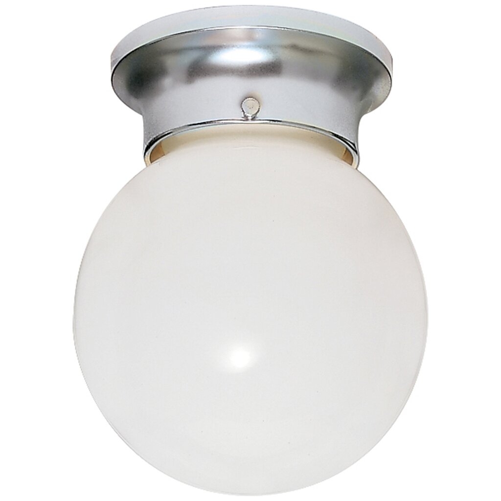 Satco 77/111 Fixture 1 Light - 8 Ceiling White Ball Polished Chrome