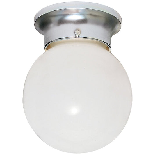 Satco 77/111 Fixture 1 Light - 8 Ceiling White Ball Polished Chrome