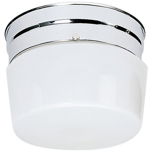 Satco 77/342 Fixture 1 Light - 6 Flush Mount Small White Drum Polished