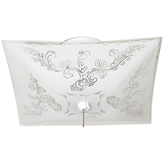 Satco 77/392 Fixture 2 Light - 12 Ceiling Square Floral / w/Pull Chain