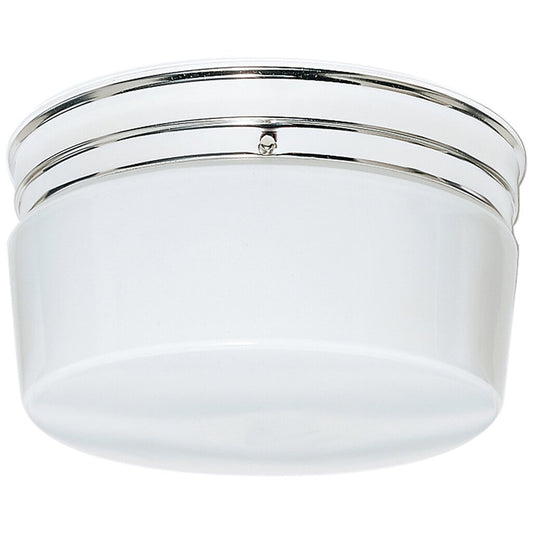 Satco 77/344 Fixture 2 Light - 10 Flush Mount Large White Drum