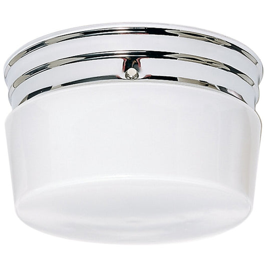 Satco 77/343 Fixture 2 Light - 8 Flush Mount Medium White Drum