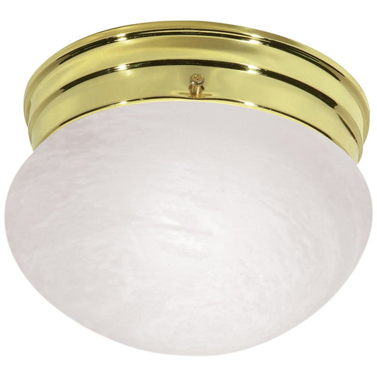 Satco 76/672 Fixture 1 Light - 8 Flush Mount Small Alabaster Mushroom