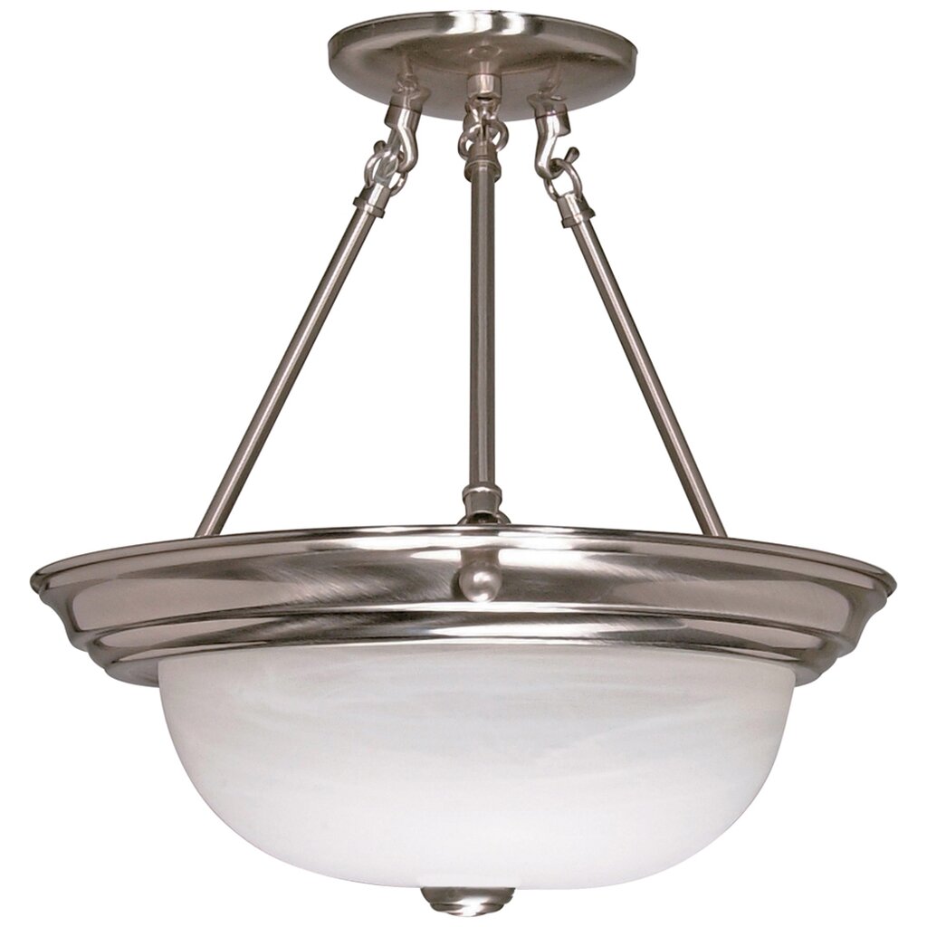 Satco 60-201 Semi Flush Fixture 2 Light; 13 in.; Semi-Flush; Alabaster
