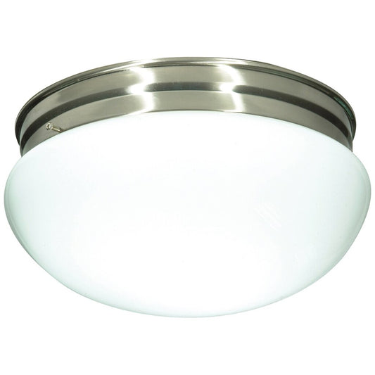 Satco 76/605 Fixture 2 Light - 12 Flush Mount Large White Mushroom