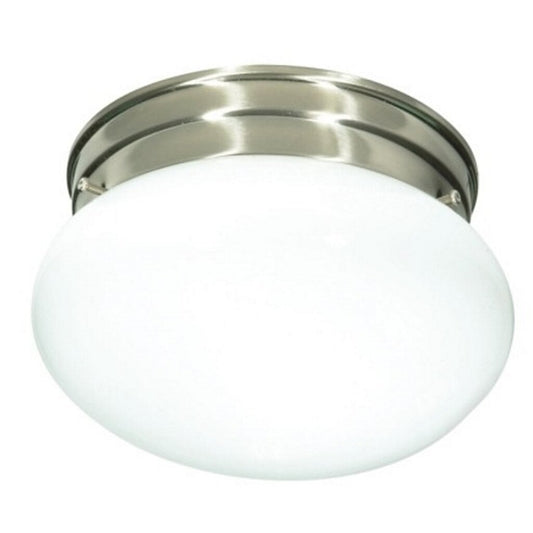 Satco 76/601 Fixture 1 Light - 8 Flush Mount Small White Mushroom