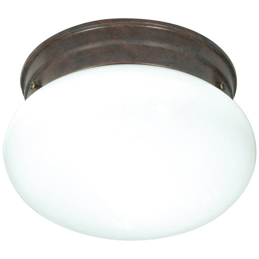 Satco 76/600 Fixture 1 Light - 8 Flush Mount Small White Mushroom Old
