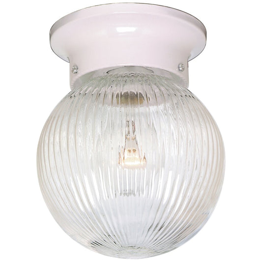Satco 76/257 Fixture 1 Light - 6 Ceiling Clear Ribbed Ball White