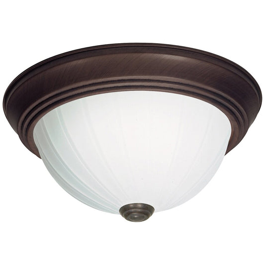 Satco 76/247 Fixture 2 Light - 13 Flush Mount Frosted Melon Glass Old