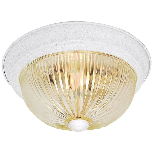 Satco 76/192 Fixture 2 Light - 13 Flush Mount Clear Ribbed Glass