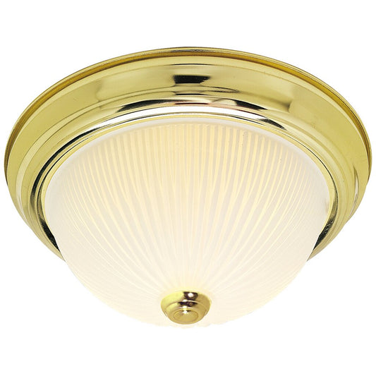 Satco 76/130 Fixture 2 Light - 11 Flush Mount Frosted Ribbed Polished