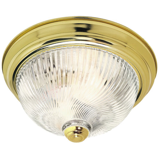 Satco 76/024 Fixture 2 Light - 11 Flush Mount Clear Ribbed Swirl Glass