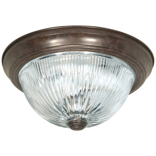 Satco 76/608 Fixture 3 Light - 15 Flush Mount Clear Ribbed Glass Old