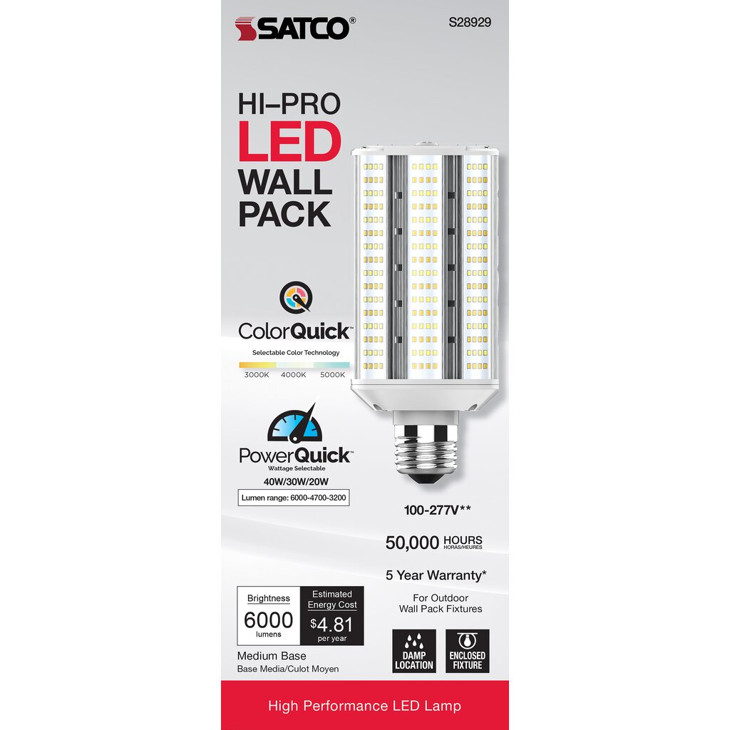 Satco S28929 20W/30W/40W LED Light Bulb