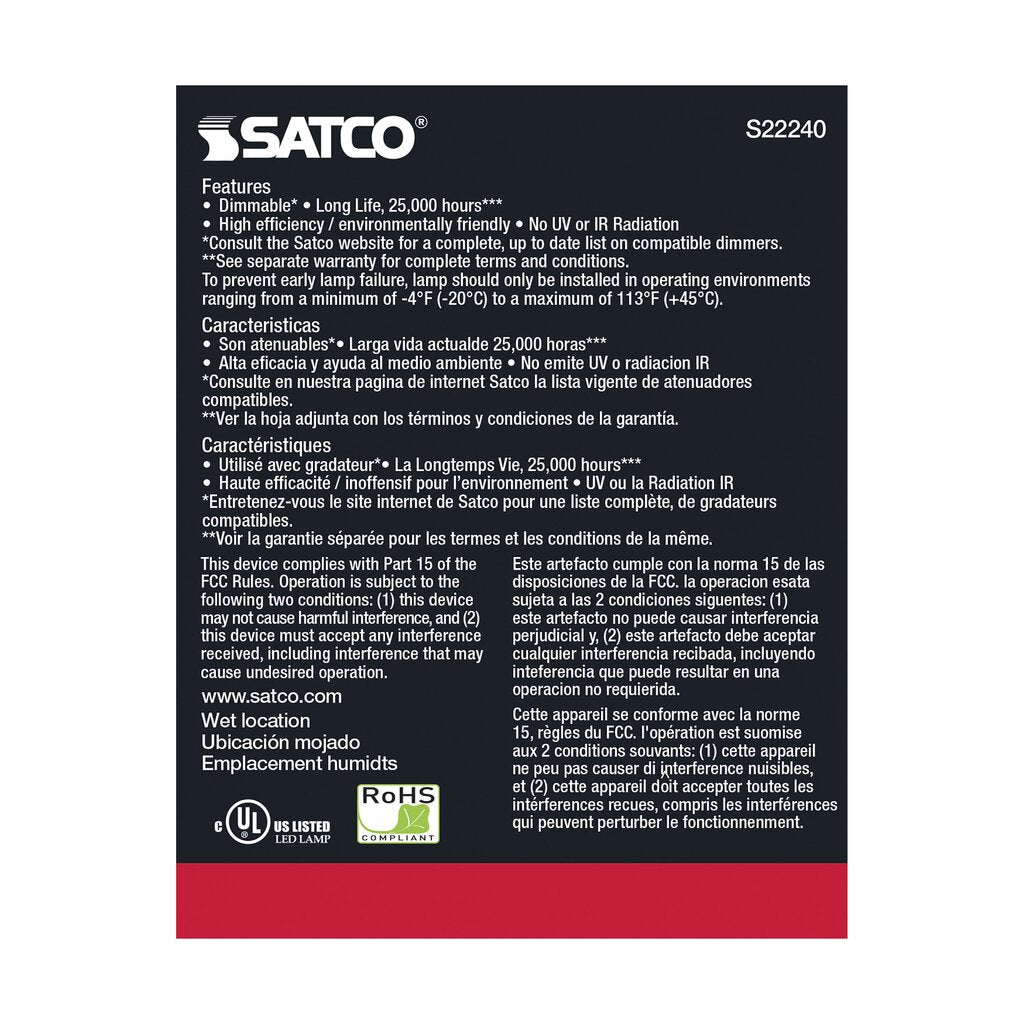 Satco S22240 20.5W PAR30 Long Warm White LED Light Bulb
