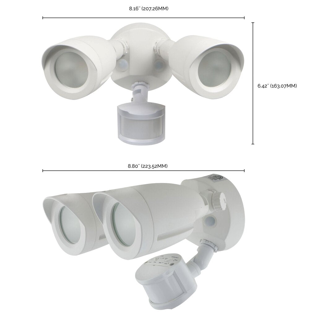 Satco 65-711 20W LED Security Lighting Fixture Security Light; Dual