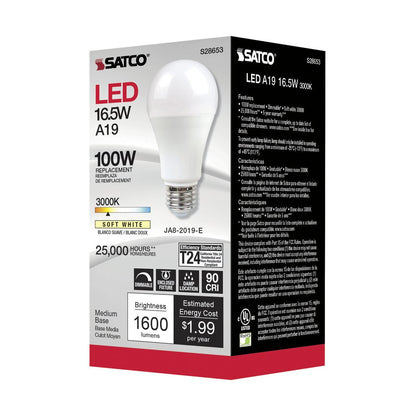 Satco S28653 16.5W A19 LED Light Bulb