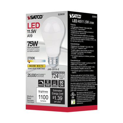 Satco S28650 11.5W A19 LED Light Bulb