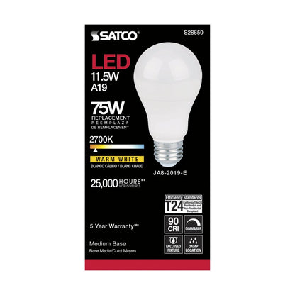 Satco S28650 11.5W A19 LED Light Bulb
