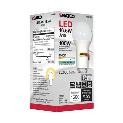 Satco S28488 16.5W A19 LED Light Bulb