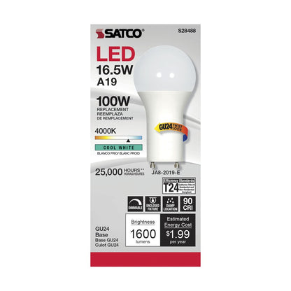 Satco S28488 16.5W A19 LED Light Bulb