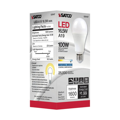 Satco S28487 16.5W A19 LED Light Bulb