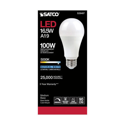 Satco S28487 16.5W A19 LED Light Bulb