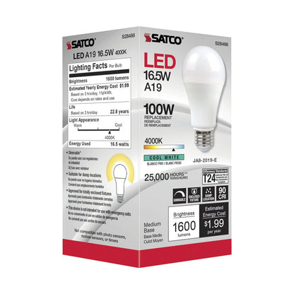 Satco S28486 16.5W A19 LED Light Bulb