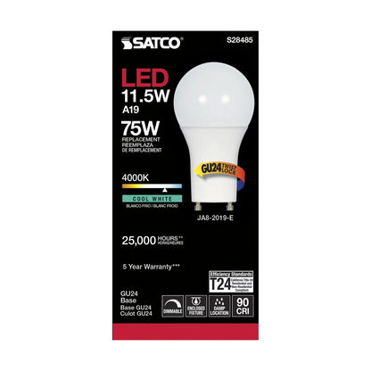 Satco S28485 11.5W A19 LED Light Bulb