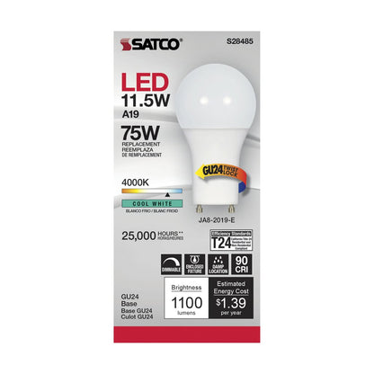 Satco S28485 11.5W A19 LED Light Bulb