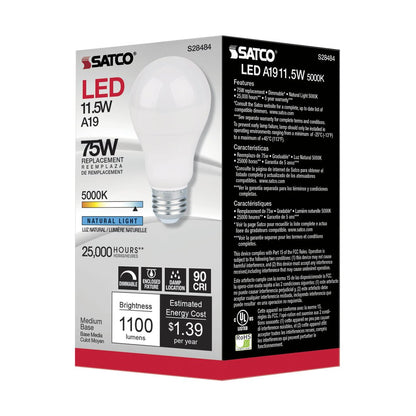 Satco S28484 11.5W A19 LED Light Bulb