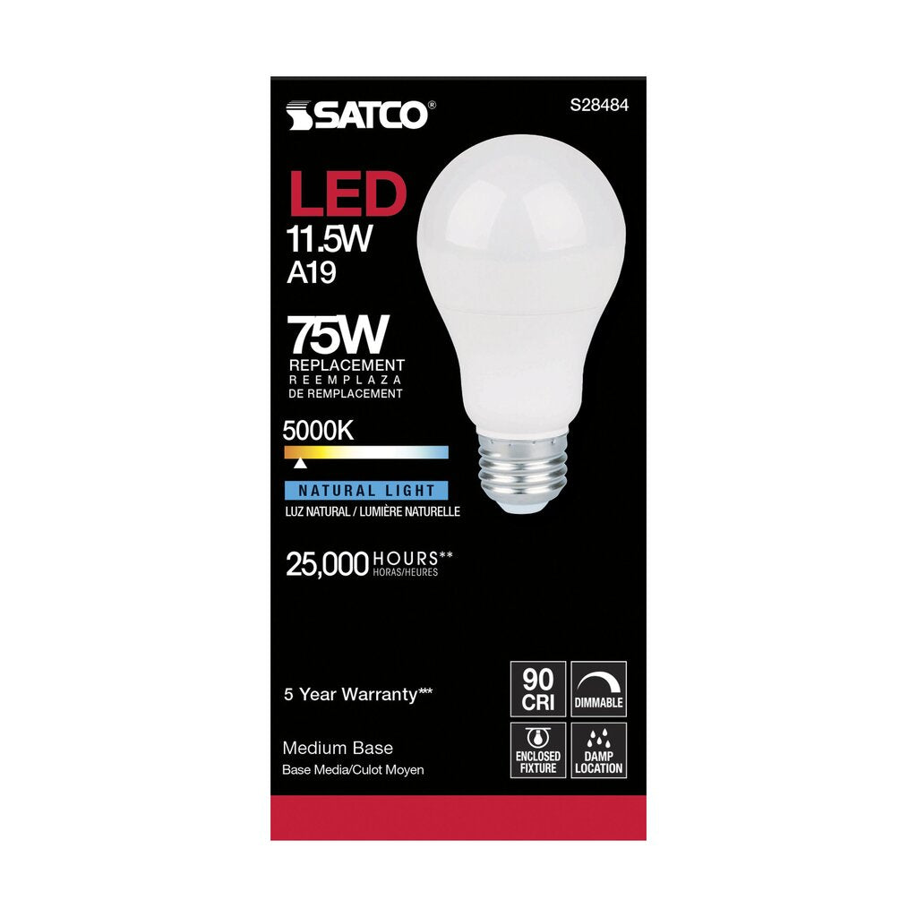 Satco S28484 11.5W A19 LED Light Bulb