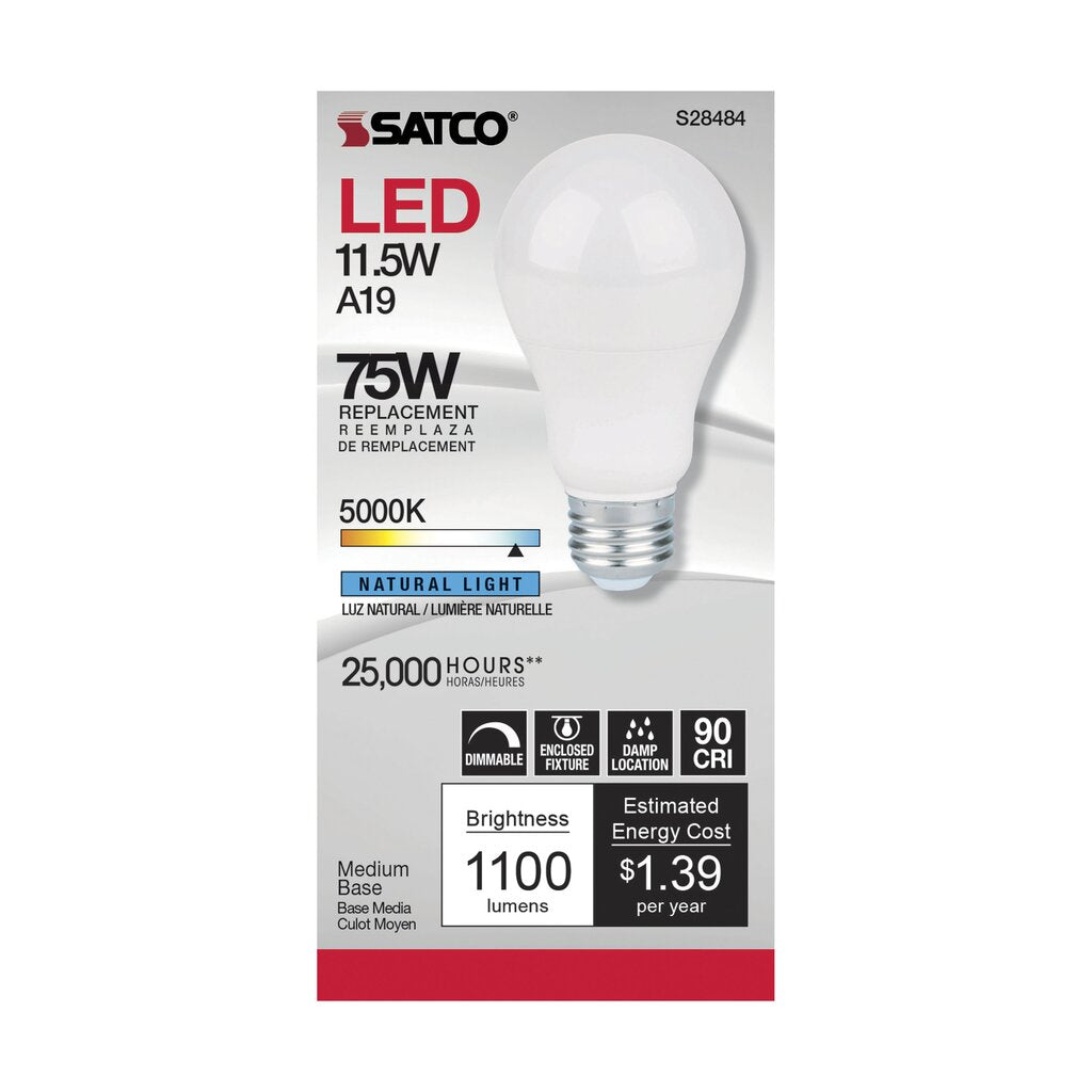 Satco S28484 11.5W A19 LED Light Bulb
