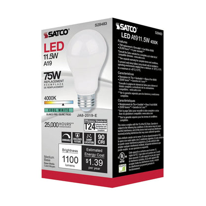 Satco S28483 11.5W A19 LED Light Bulb