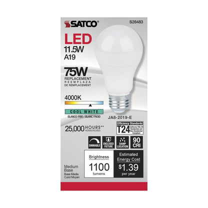 Satco S28483 11.5W A19 LED Light Bulb