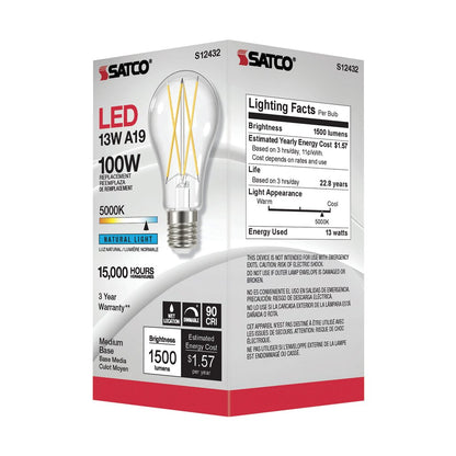 Satco S12432 12.5W A19 LED Light Bulb